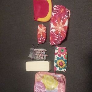 Lot Vintage '90s C Logo Case Clinique Make Up Bag Set Cosmetic Bag Pink Floral